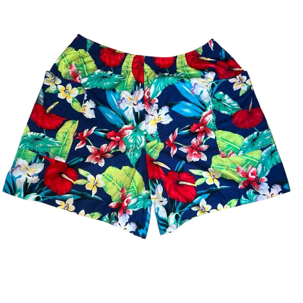 Hilo Hattie Women's Vintage Hawaiian Tropical Hibiscus Stretchy Cotton Shorts XL